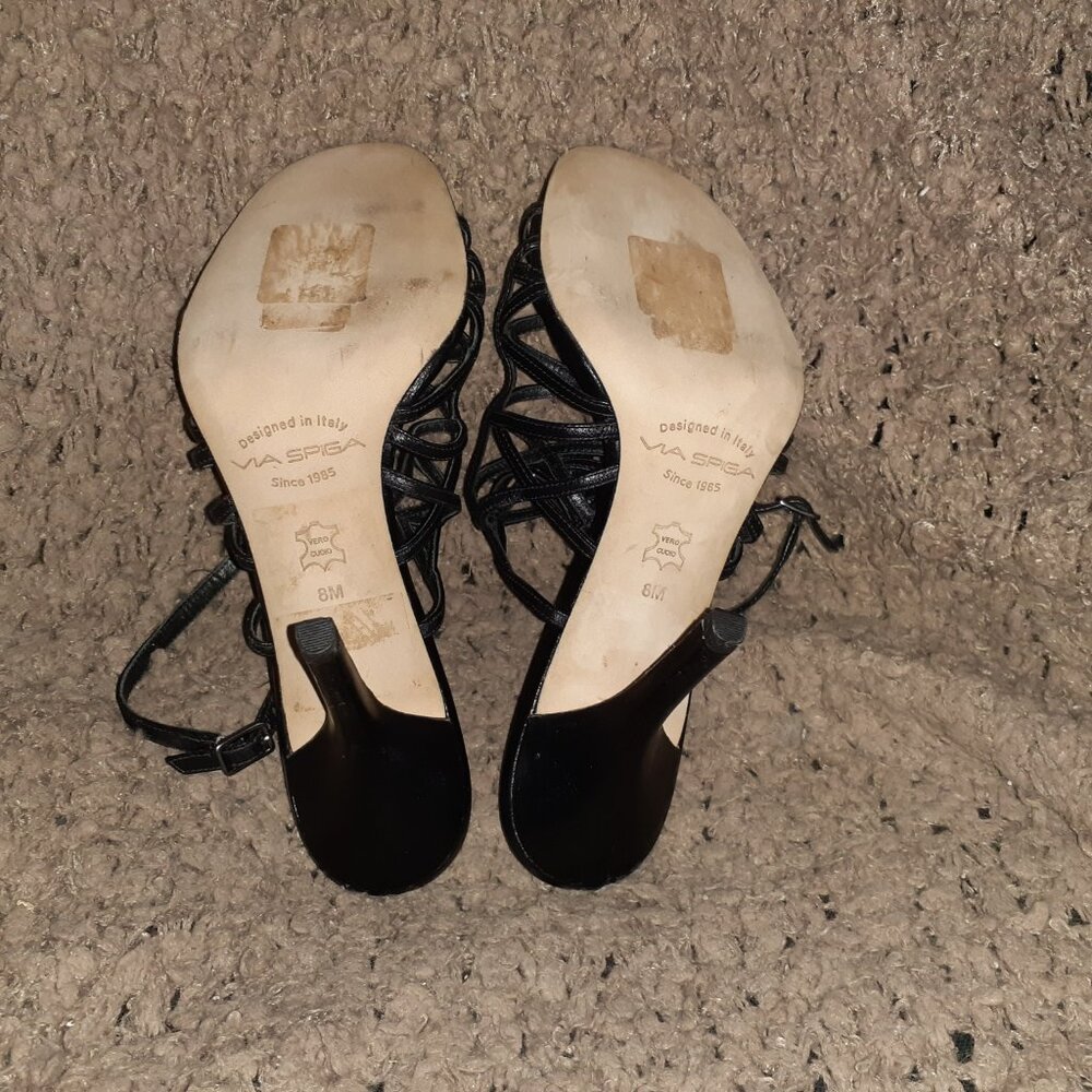 VIA SPIGA-V-LIV-Black Leather Strappy/Ankle Strap Sandal-Sz 8M-Near Mint - Picture 8 of 8